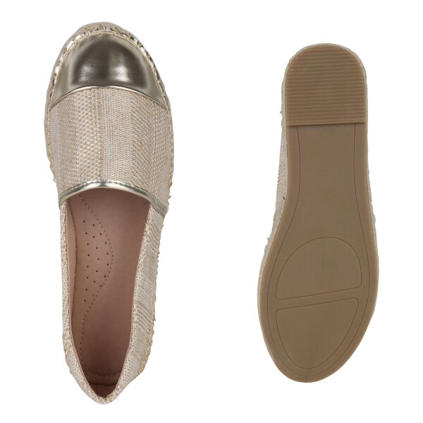 Stiefelparadies Damen Espadrilles in Gold Preisnachlass