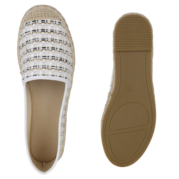 Stiefelparadies Damen Espadrilles in Weiss Weihnachtsangebot