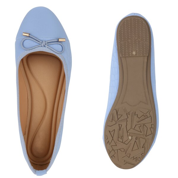 Stiefelparadies Damen Klassische Ballerinas in Hellblau Kroko Zeitlich begrenztes Angebot