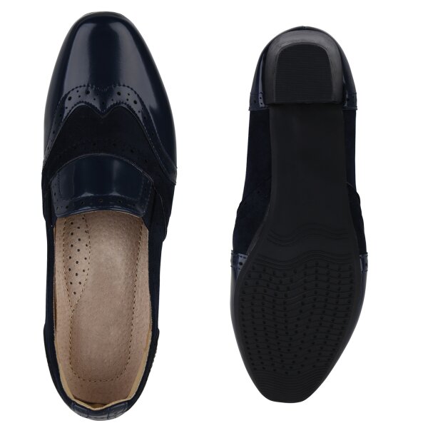 Stiefelparadies Damen Klassische Pumps in Dunkelblau Lack Exklusive Angebote