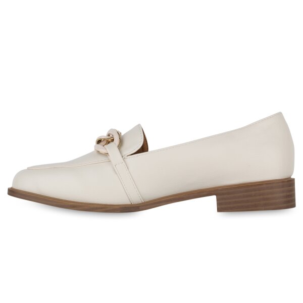 Stiefelparadies Damen Loafers in Creme Riesige Ersparnisse