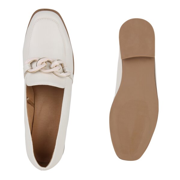 Stiefelparadies Damen Loafers in Creme Riesige Ersparnisse