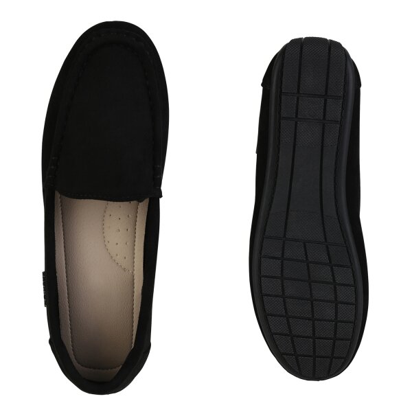 Stiefelparadies Damen Mokassins in Schwarz Super Sparpreis