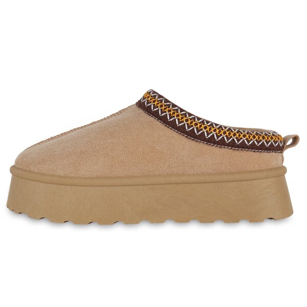 Stiefelparadies Damen Pantoffeln in Beige