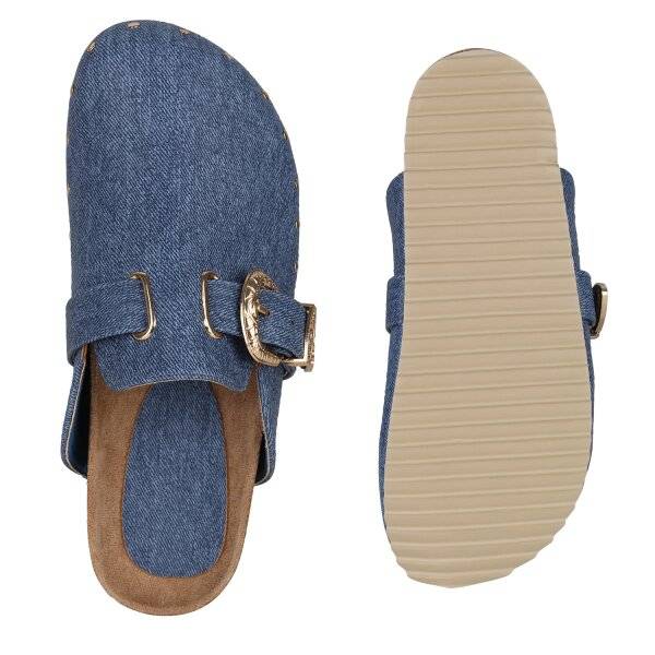Stiefelparadies Damen Pantoffeln in Dunkelblau Denim Kostenlose Rückgabe