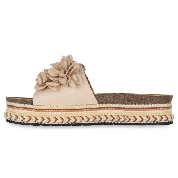 Stiefelparadies Damen Pantoletten in Beige Neueste Stile