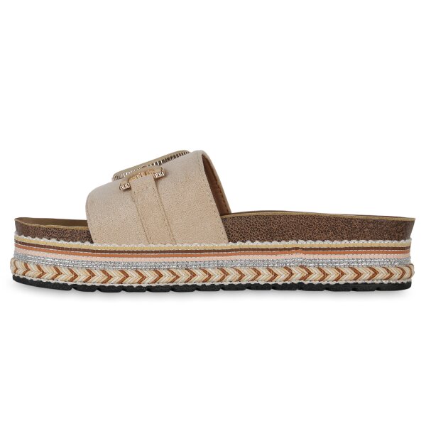Stiefelparadies Damen Pantoletten in Beige