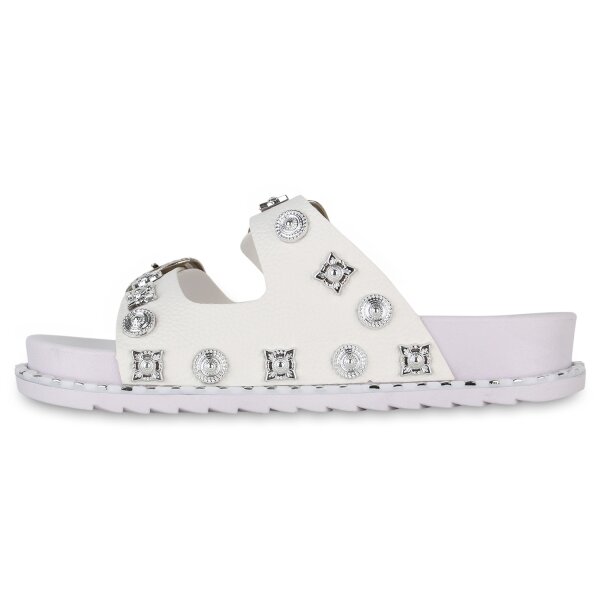 Stiefelparadies Damen Pantoletten in Weiss