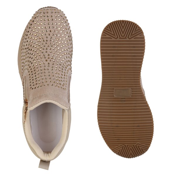 Stiefelparadies Damen Plateau Sneaker in Khaki Meist gekauft
