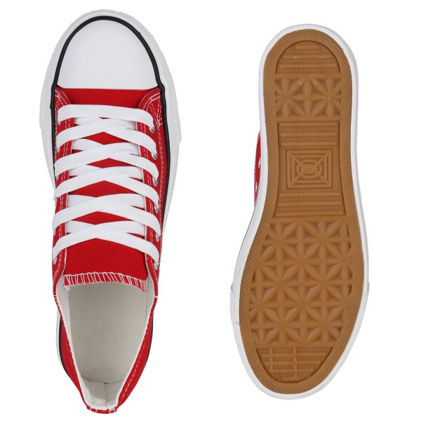 Stiefelparadies Damen Plateau Sneaker in Rot Blitzverkäufe