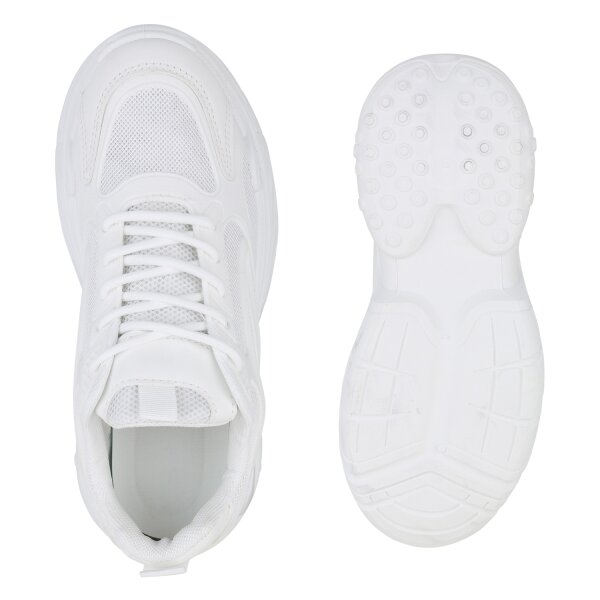 Stiefelparadies Damen Plateau Sneaker in Weiss Günstig kaufen