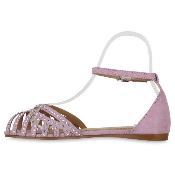 Stiefelparadies Damen Riemchensandalen in Helllila Exklusivangebot