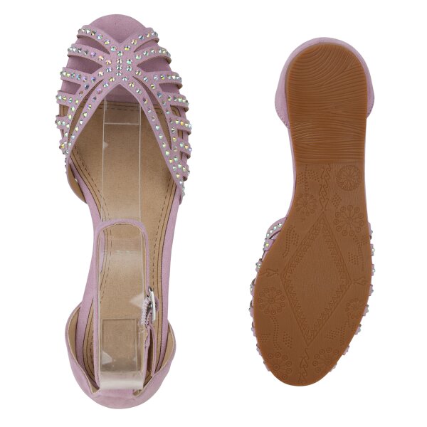 Stiefelparadies Damen Riemchensandalen in Helllila Exklusivangebot