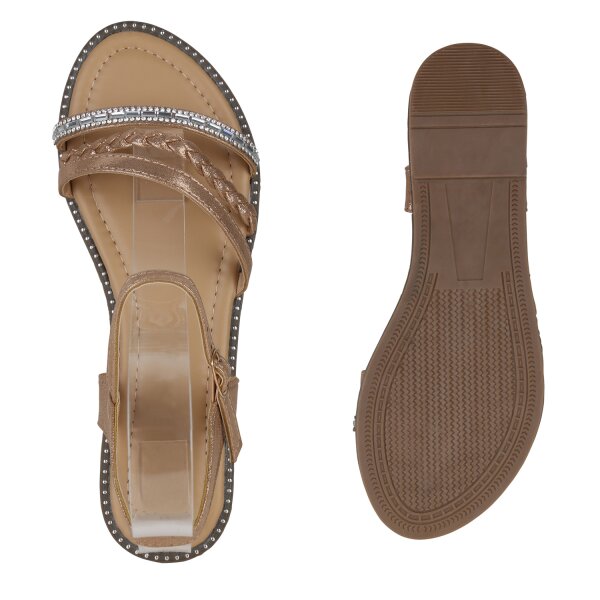 Stiefelparadies Damen Riemchensandalen in Rose Gold Black Friday