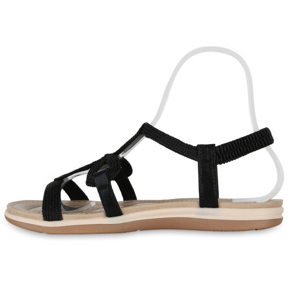 Stiefelparadies Damen Riemchensandalen in Schwarz Cyber Monday