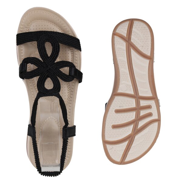 Stiefelparadies Damen Riemchensandalen in Schwarz Cyber Monday
