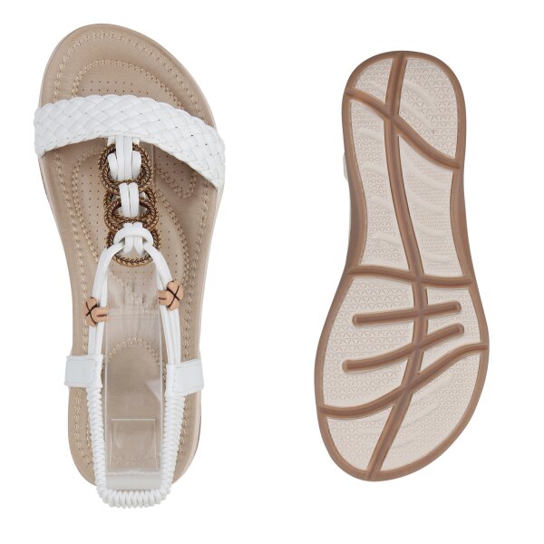 Stiefelparadies Damen Riemchensandalen in Weiss Muttertagsangebot