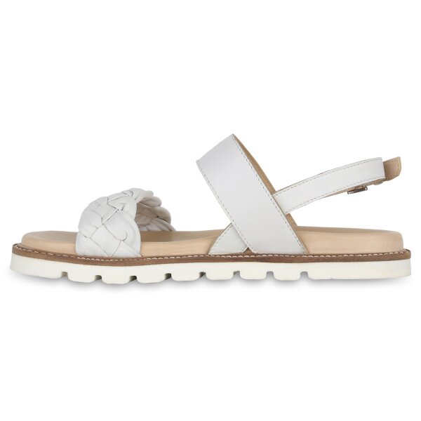 Stiefelparadies Damen Riemchensandalen in Weiss