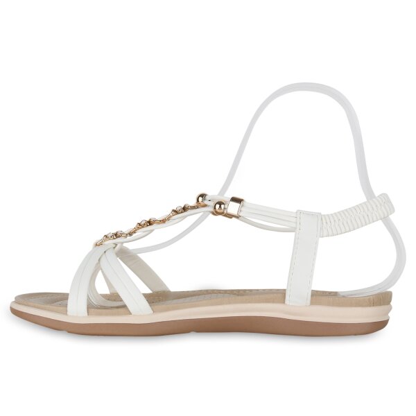 Stiefelparadies Damen Riemchensandalen in Weiss Jubiläumsangebot