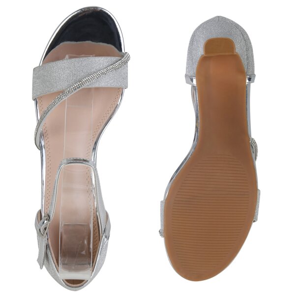 Stiefelparadies Damen Riemchensandaletten in Silber Online Outlet