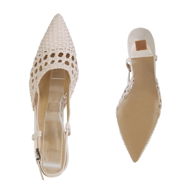 Stiefelparadies Damen Slingpumps in Beige Zeitlich begrenztes Angebot