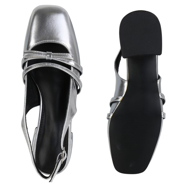 Stiefelparadies Damen Slingpumps in Silber Exklusive Angebote