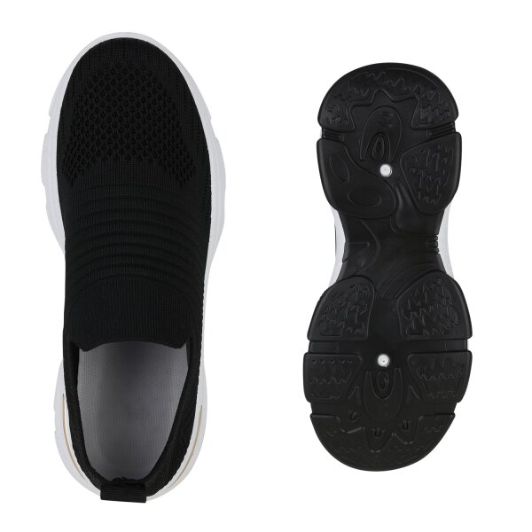 Stiefelparadies Damen Slip Ons in Schwarz Neuheiten