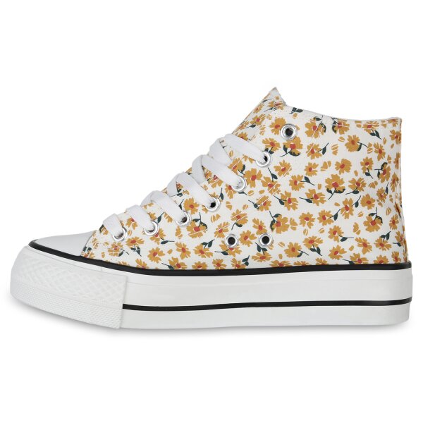 Stiefelparadies Damen Sneaker High in Gelb