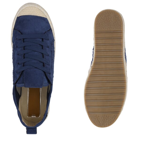 Stiefelparadies Damen Sneaker Low in Dunkelblau Sonderangebote