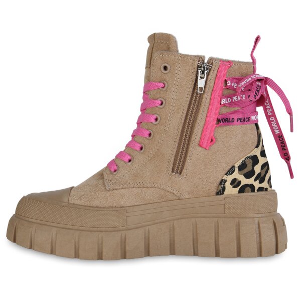 Stiefelparadies Damen Sneakerstiefel in Khaki Leo Begrenzte Freigabe