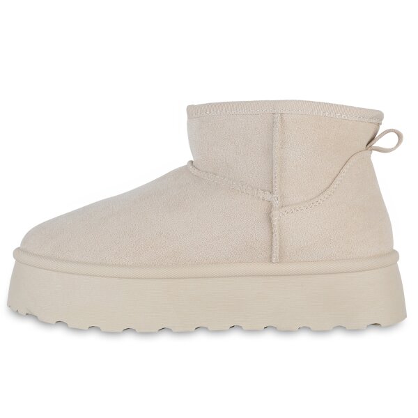 Stiefelparadies Damen Winter Boots in Beige Letzte 3 Tage