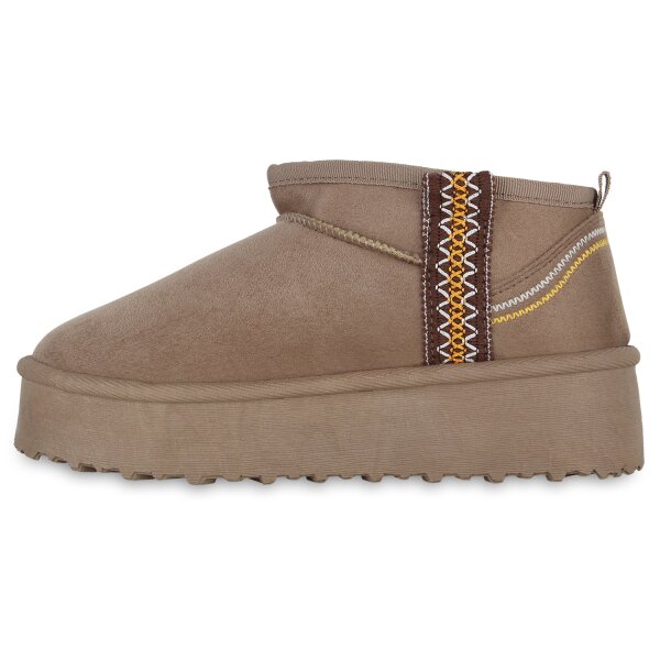 Stiefelparadies Damen Winter Boots in Taupe Letzte 2 Tage