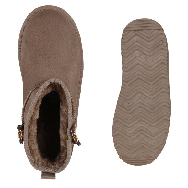 Stiefelparadies Damen Winter Boots in Taupe Letzte 2 Tage