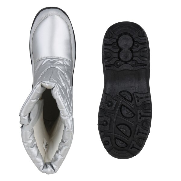 Stiefelparadies Damen Winter Boots in Silber Discount Store für neue Produkte