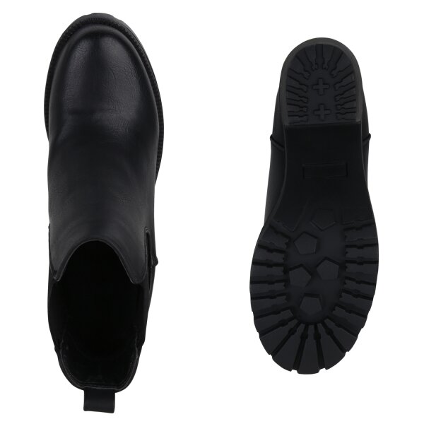 Stiefelparadies Damen Chelsea Boots in Schwarz Kostenloser Versand international