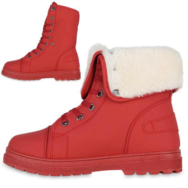 Stiefelparadies Damen Sneaker High in Rot