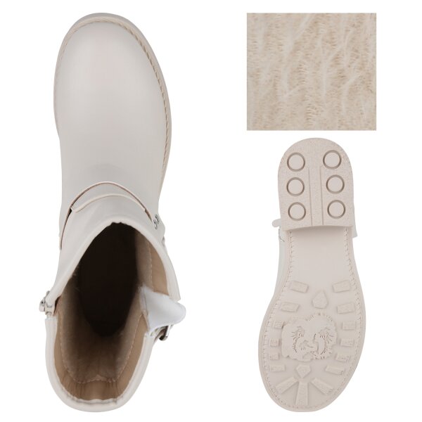Stiefelparadies Damen Biker Boots in Beige Im Verkauf