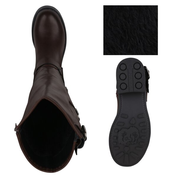 Stiefelparadies Damen Bikerstiefel in Braun zollfrei