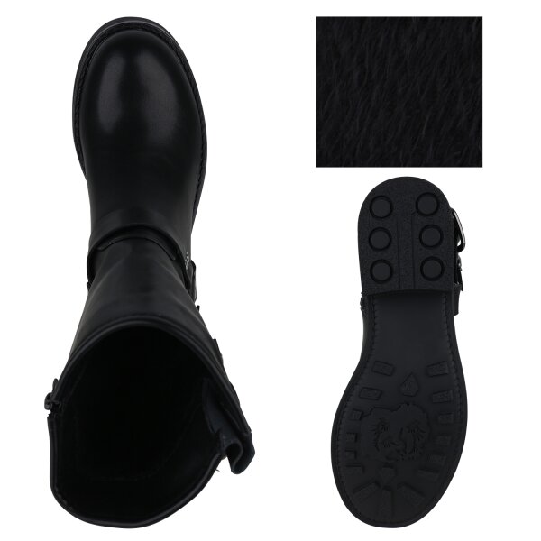 Stiefelparadies Damen Bikerstiefel in Schwarz Rabatte dieses Monats