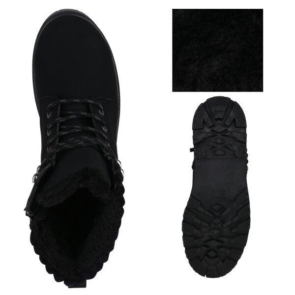 Stiefelparadies Damen Worker Boots in Schwarz Günstiger Verkauf