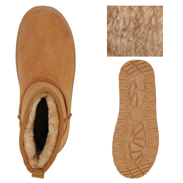 Stiefelparadies Damen Winter Boots in Hellbraun Blitzverkäufe