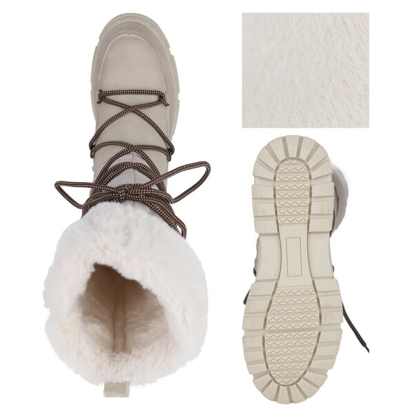 Stiefelparadies Damen Winterstiefel in Beige Limitierter Zeitrabatt