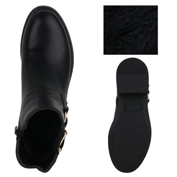 Stiefelparadies Damen Biker Boots in Schwarz Fabrik Onlineshop