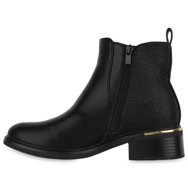 Stiefelparadies Damen Biker Boots in Schwarz
