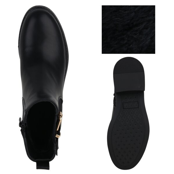 Stiefelparadies Damen Biker Boots in Schwarz Fabrikpreis