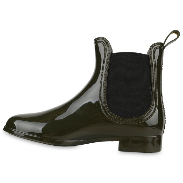Stiefelparadies Damen Gummistiefeletten in Schwarz