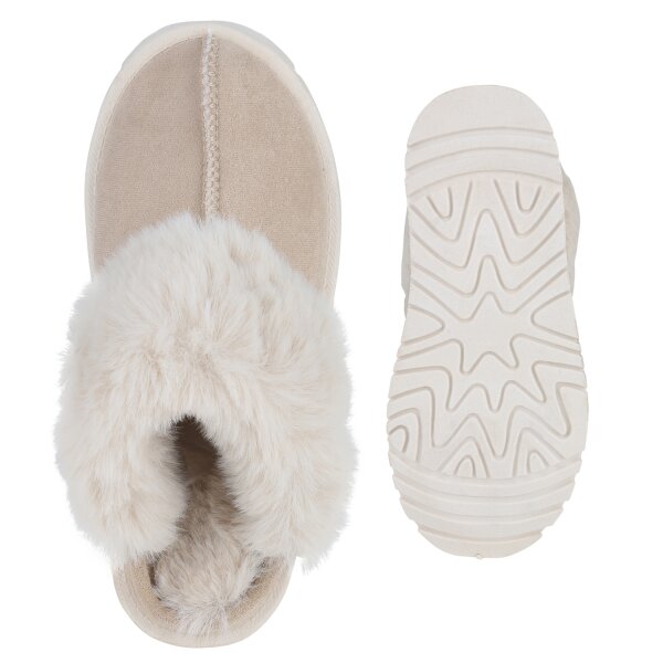 Stiefelparadies Damen Pantoffeln in Beige Online Shopping