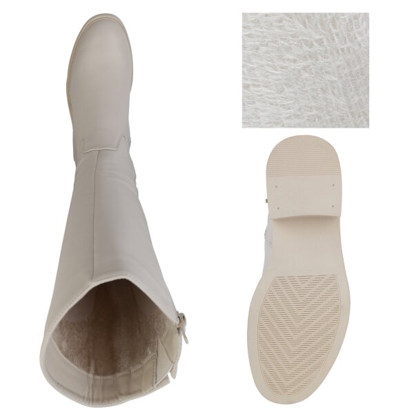 Stiefelparadies Damen Klassische Stiefel in Beige Muttertagsangebot