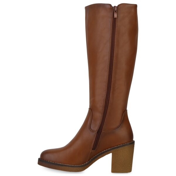 Stiefelparadies Damen Klassische Stiefel in Hellbraun Vatertagsangebot