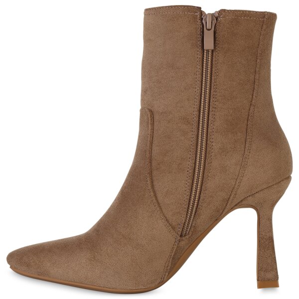 Stiefelparadies Damen Klassische Stiefeletten in Hellbraun Lagerräumung